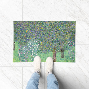 Rosebushes Under The Trees, Gustav Klimt Doormat