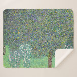 Rosebushes Under The Trees, Gustav Klimt Sherpa Blanket<br><div class="desc">Gustav Klimt (July 14, 1862 – February 6, 1918) was an Austrian symbolist painter and one of the most prominent members of the Vienna Secession movement. Klimt is noted for his paintings, murals, sketches, and other objets d'art. In addition to his figurative works, which include allegories and portraits, he painted...</div>
