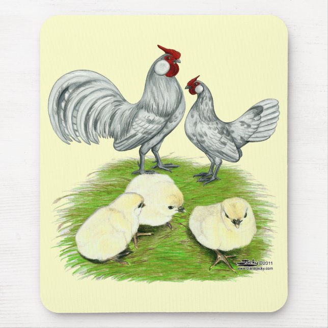 Rosecomb Bantams and Chicks Mouse Pad (Front)
