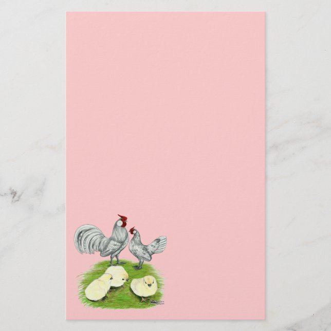 Rosecomb Bantams and Chicks Stationery (Front)