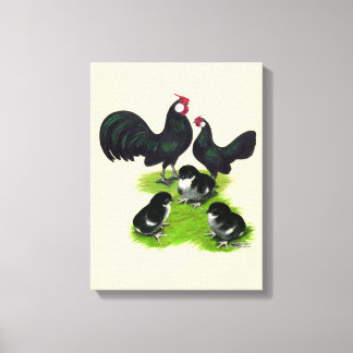 Rosecomb Black Bantam Family Canvas Print