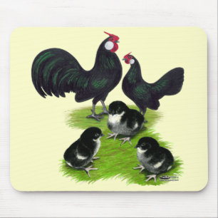 Rosecomb Black Bantam Family Mouse Pad