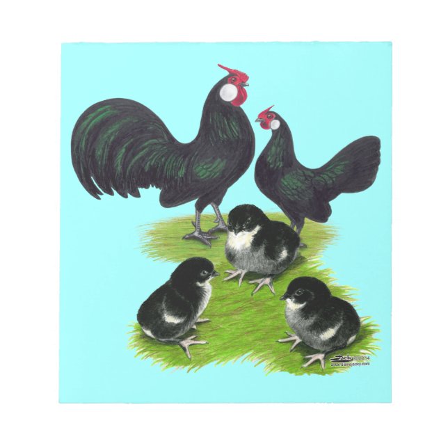 Rosecomb Black Bantam Family Notepad (Front)