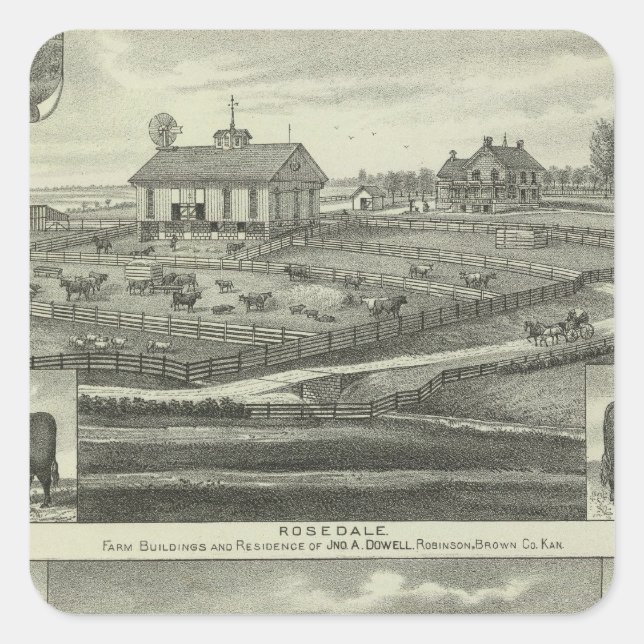 Rosedale, Robinson Hickory Grove, Kansas Square Sticker (Front)