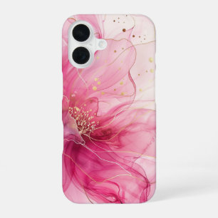 Rosée Élégance Luxury Pink Floral Silk iPhone 16 Case