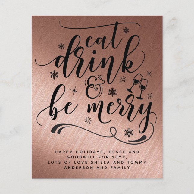 ROSEGOLD Christmas  Eat Drink Be Merry Typography (Front)