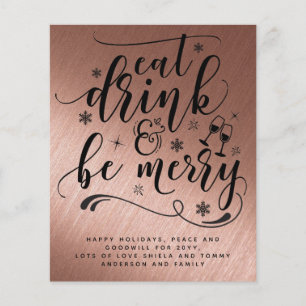 ROSEGOLD Christmas Eat Drink Be Merry Typography
