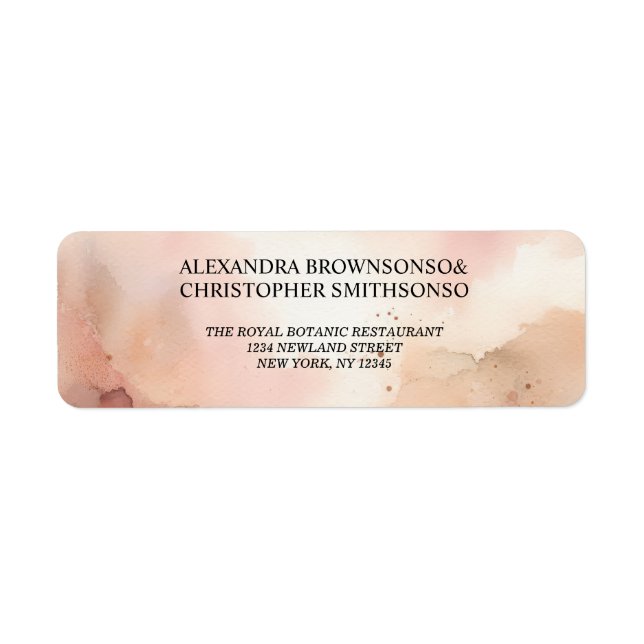 RoseGold Earthtone Watercolor Wedding Address (Front)