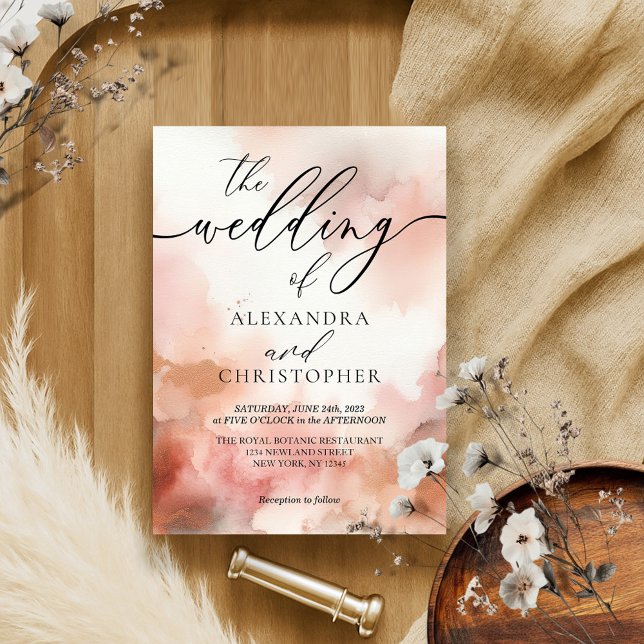 RoseGold Earthtone Watercolor Wedding Invite (Creator Uploaded)