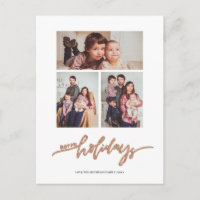 Rosegold Glitter Christmas 3 Photo Collage Holiday