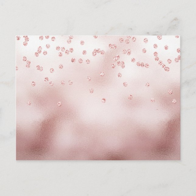 Rosegold glitter confetti postcard (Front)
