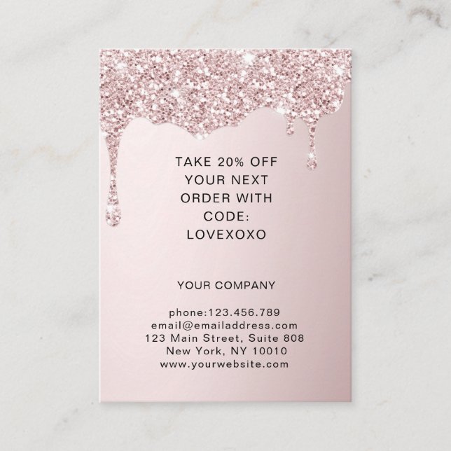 Rosegold Glitter Discount Card (Front)