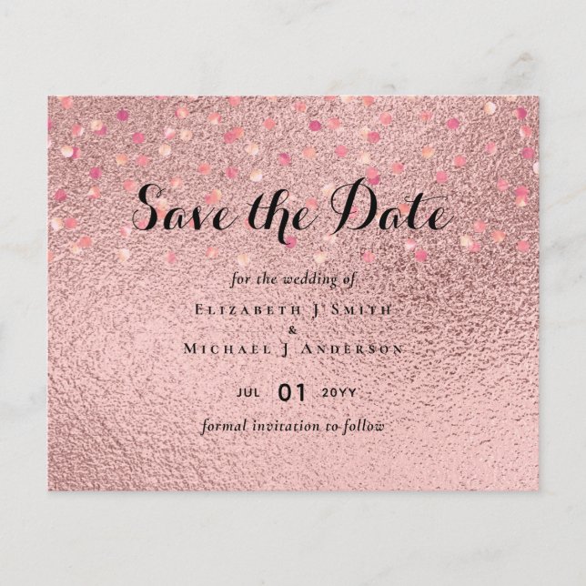 RoseGold Glitter Glam Foil Look Wedding BUDGET (Front)