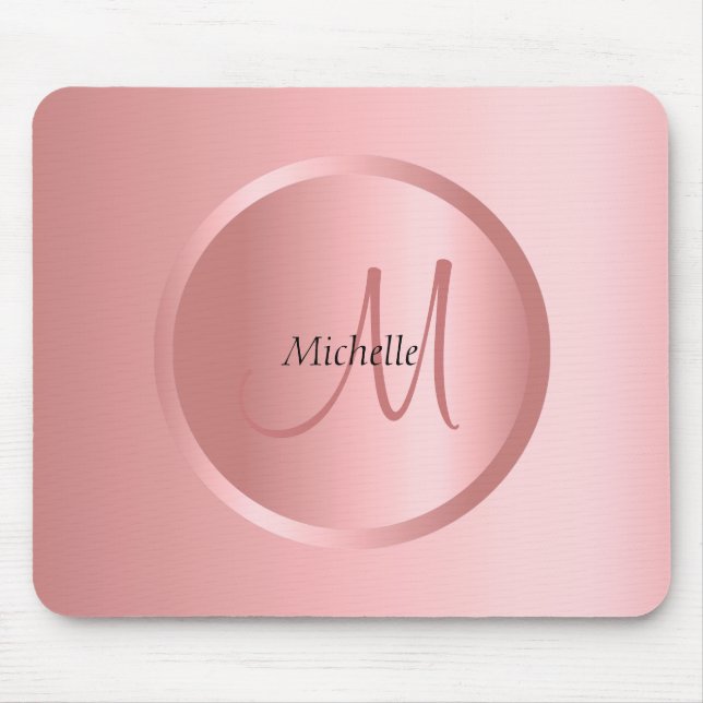 Rosegold Monogram Modern Elegant Template Mouse Pad (Front)