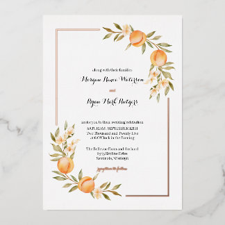 Rosegold Peach Blossom Wedding Invitation