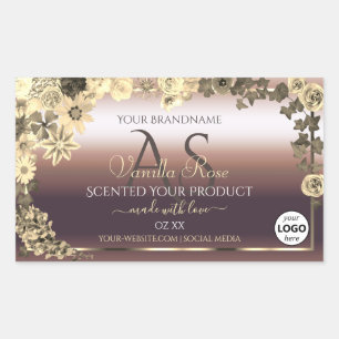 Rosegold Product Label Cream Flowers Monogram Logo