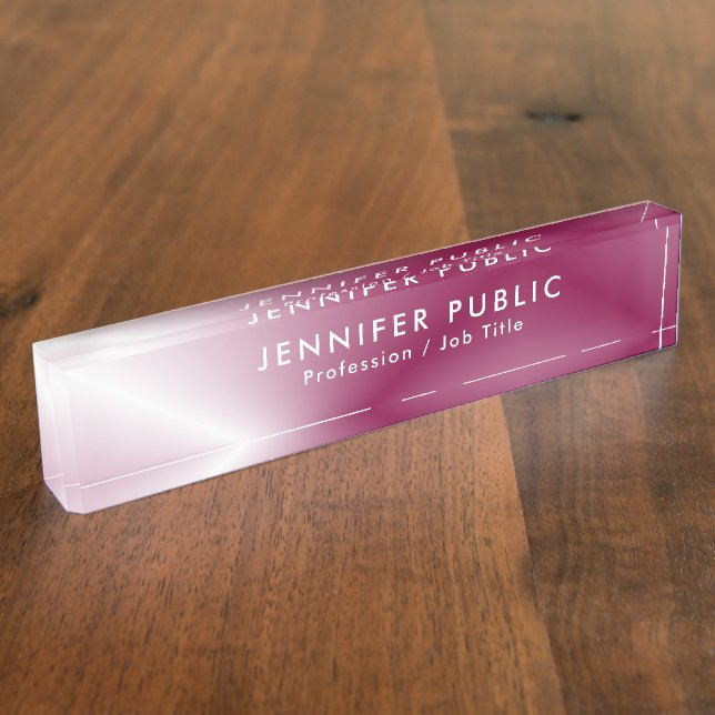 Rosegold Template Name Text Elegant Trendy Nameplate (Side)