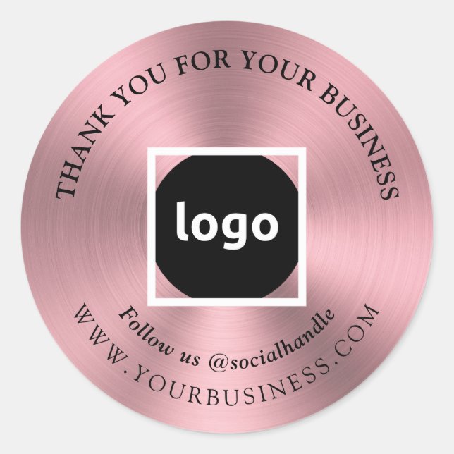 Rosegold | Thank You | Business LOGO Stickers (Front)