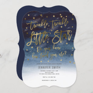 Rosegold,Twinkle Twinkle Little Stars, Baby Shower Invitation