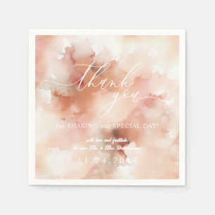 RoseGold Watercolor Wedding Thank You Napkin