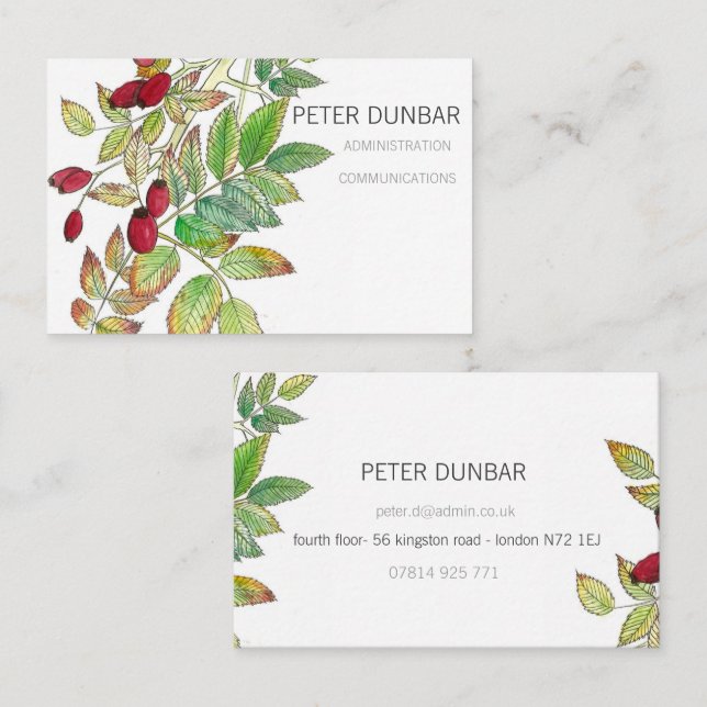 Rosehip Personalized Business Card (Front/Back)