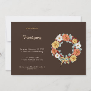 Rosehip Wreath Boho Friendsgiving Invitation