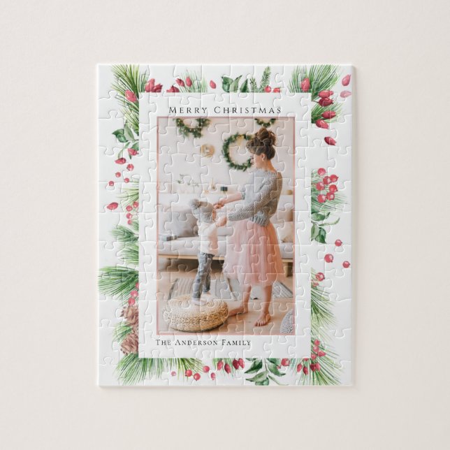 Rosehips & Holly Berries Christmas Greenery Photo Jigsaw Puzzle (Vertical)