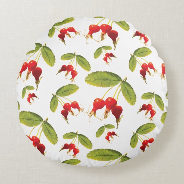 Rosehips Pattern 3 Angles Round Cushion (Front)