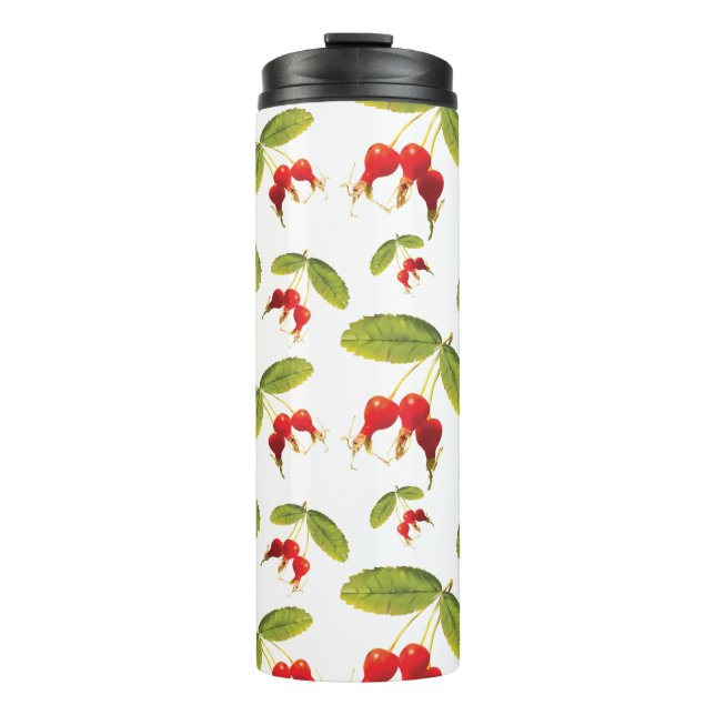 Rosehips Pattern 4 Angles Thermal Tumbler (Front)