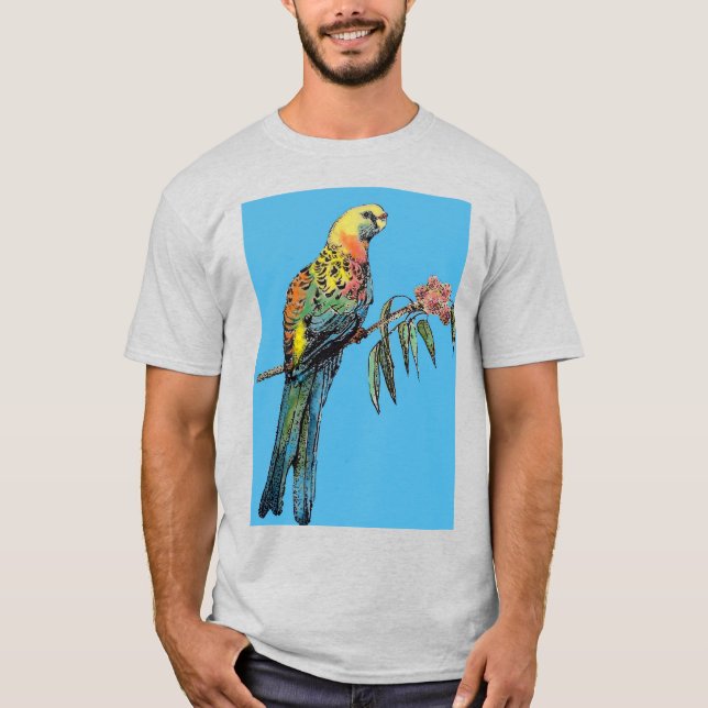 Rosella Parrot bird art Watercolor Mens T Shirt (Front)