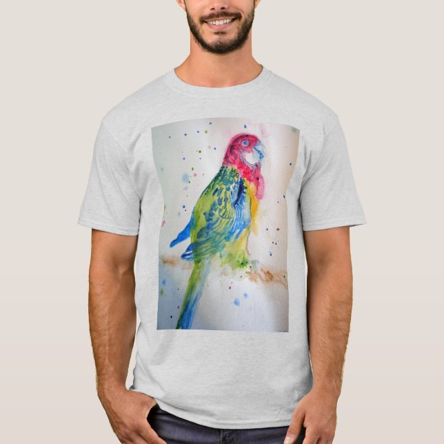 Rosella Parrot bird art Watercolor Mens T Shirt (Front)