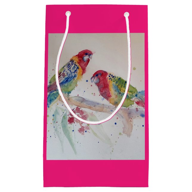 Rosella Parrot Bird Watercolour Art Gift Bag (Front)