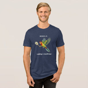 Rosella Parrot Playing Tennis Tri-Blend Shirt