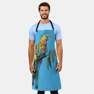 Rosella Parrot Watercolor Colourful Blue Art Apron