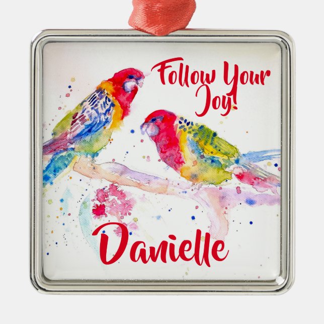 Rosella Parrot Watercolor Painting Name Decoration (Front)