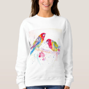 Rosella Red Parrot Parrots Watercolor Painting Sweatshirt