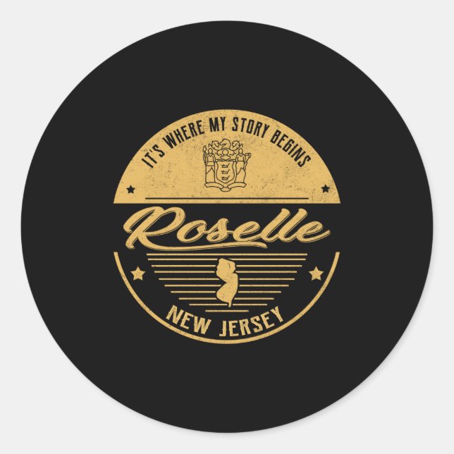 Roselle New Jersey Its Where My Story Begins  Classic Round Sticker (Front)