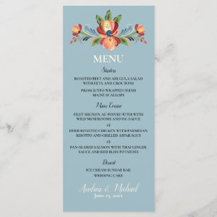 Rosemaling Blue and Red Menu