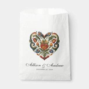 Rosemaling Heart Norwegian Folk Art Favour Bags