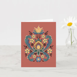 Rosemaling in Red and Gold Greeting Card