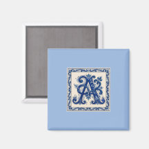 Rosemaling Monogram Prussian Blue