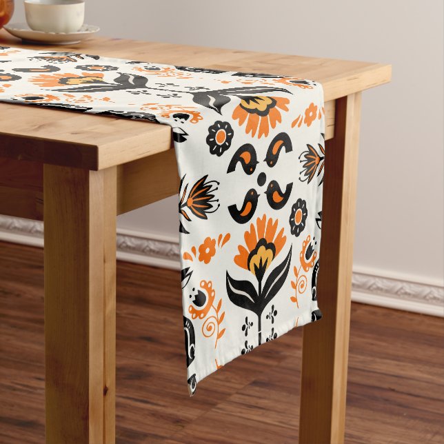 Rosemaling Norwegian Folk Art Long Table Runner (In Situ)