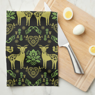 Rosemaling Norwegian Folk Art Tea Towel