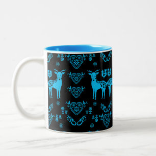 Rosemaling Norwegian Folk Art Two-Tone Coffee Mug