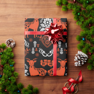 Rosemaling Norwegian Folk Art Wrapping Paper