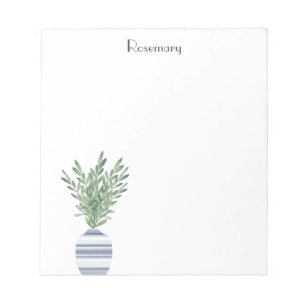 Rosemary & Blue Striped Vase Notepad