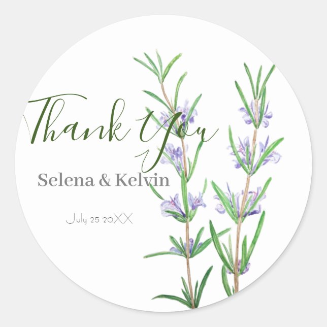 rosemary flower round sticker  (Front)