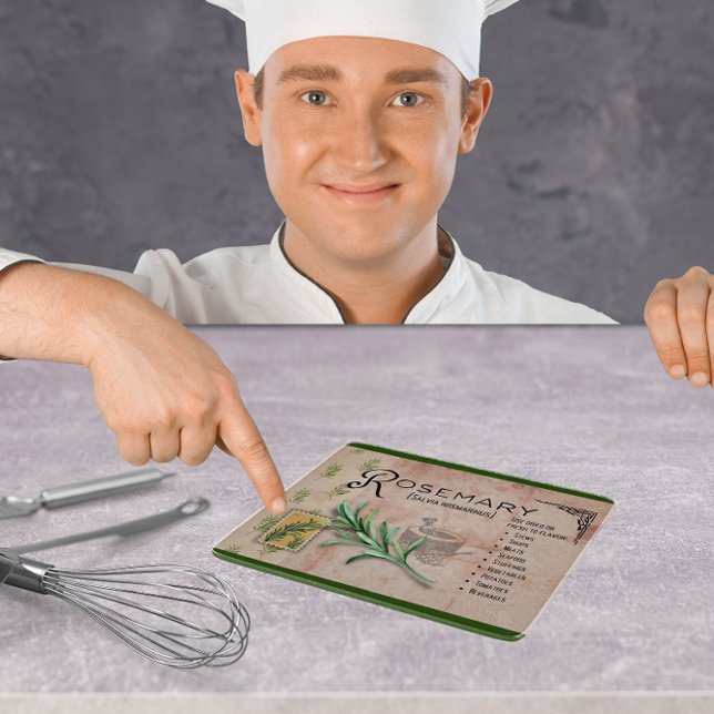 Rosemary Herb Botanical Info Small Cutting Board (Creator Uploaded)