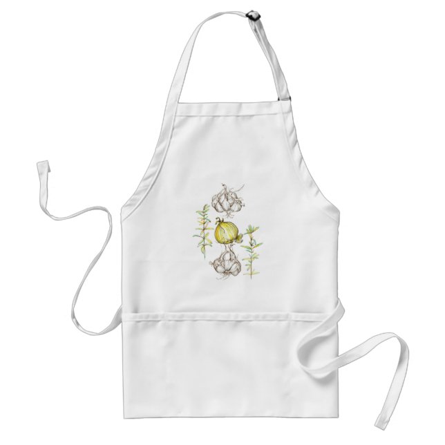 Rosemary Herb Garlic Onion Kitchen Art Drawing Standard Apron (Front)