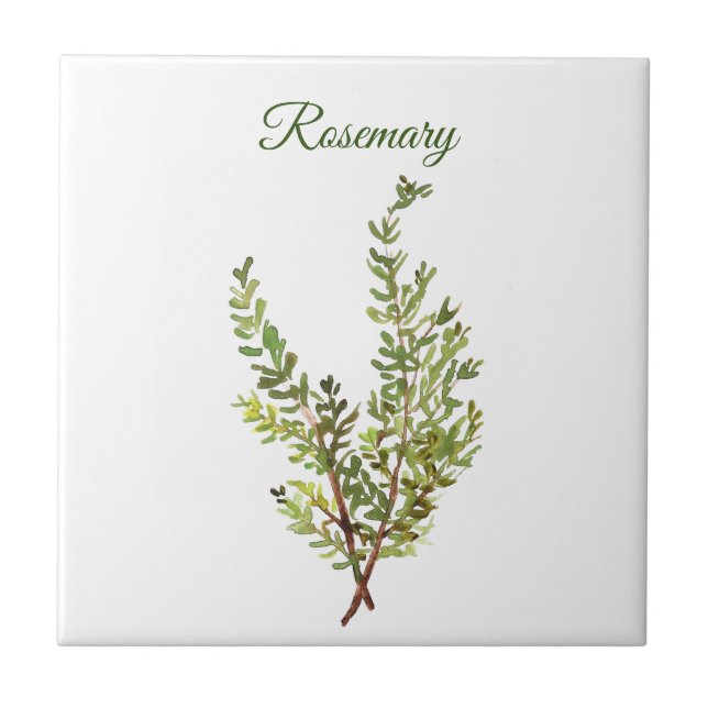 Rosemary Herb Greenery Kitchen Culinary Green chic Tile (Front)